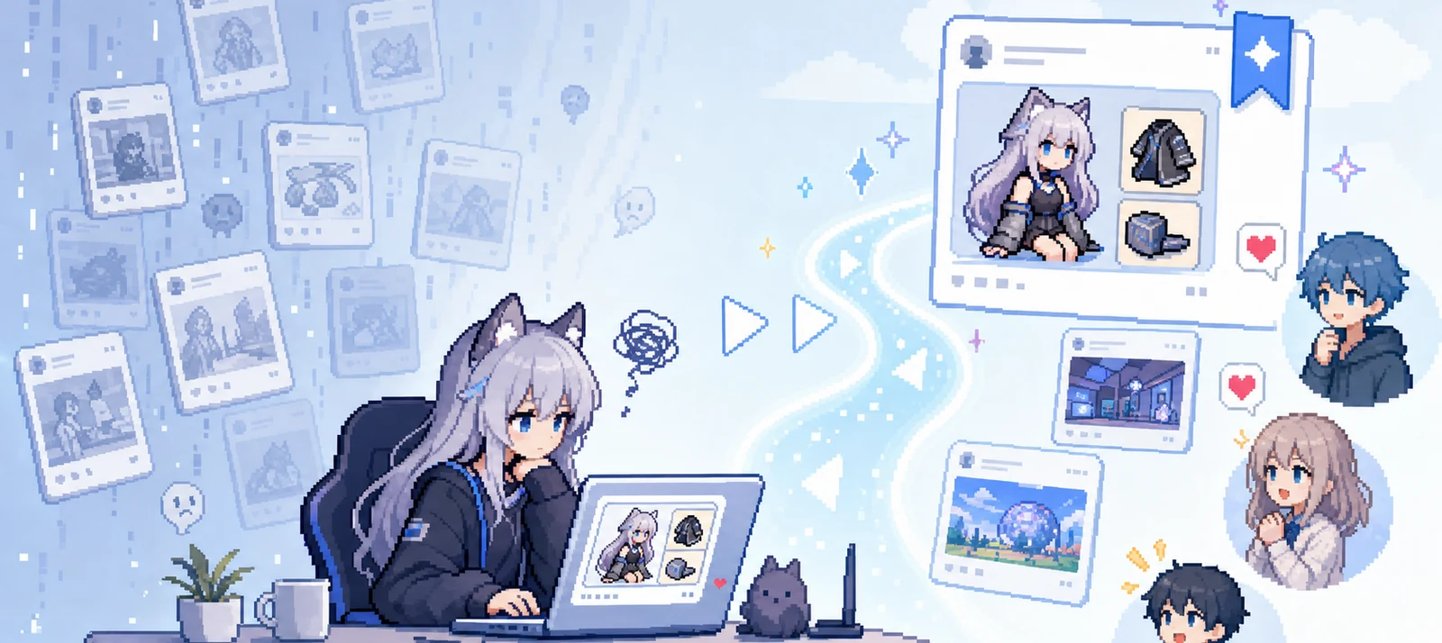 作品告知とPR掲載を表すドット絵